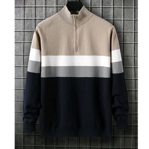 MEN'S COLOR BLOCK ZIPPER MOCK SWEATER